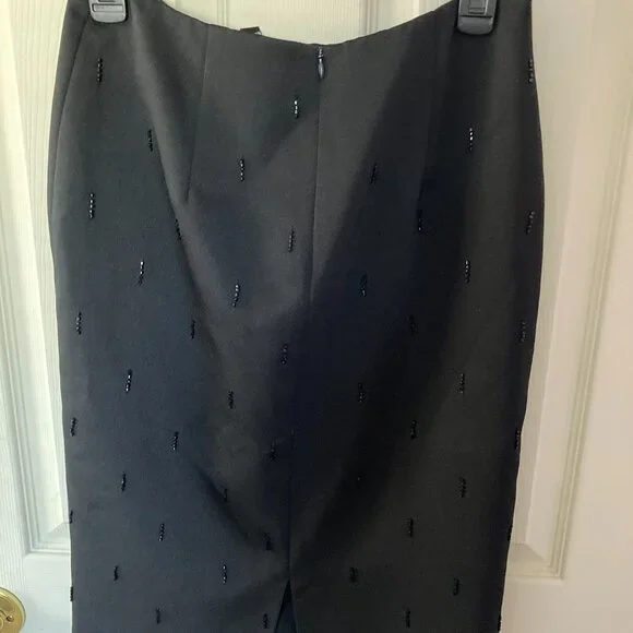 Laundry By Shelli Segal Pencil Skirt Black Size 6 Beaded - Picture 5 of 5